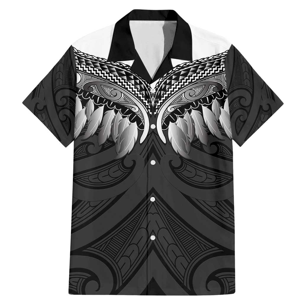 Poutama Korowai New Zealand Family Matching Mermaid Dress and Hawaiian Shirt Aotearoa Maori Tattoo LT14 Dad's Shirt - Short Sleeve Black - Polynesian Pride