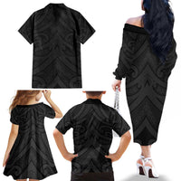 Poutama Korowai New Zealand Family Matching Off The Shoulder Long Sleeve Dress and Hawaiian Shirt Aotearoa Maori Tattoo LT14 - Polynesian Pride
