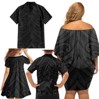Poutama Korowai New Zealand Family Matching Off Shoulder Short Dress and Hawaiian Shirt Aotearoa Maori Tattoo LT14 - Polynesian Pride