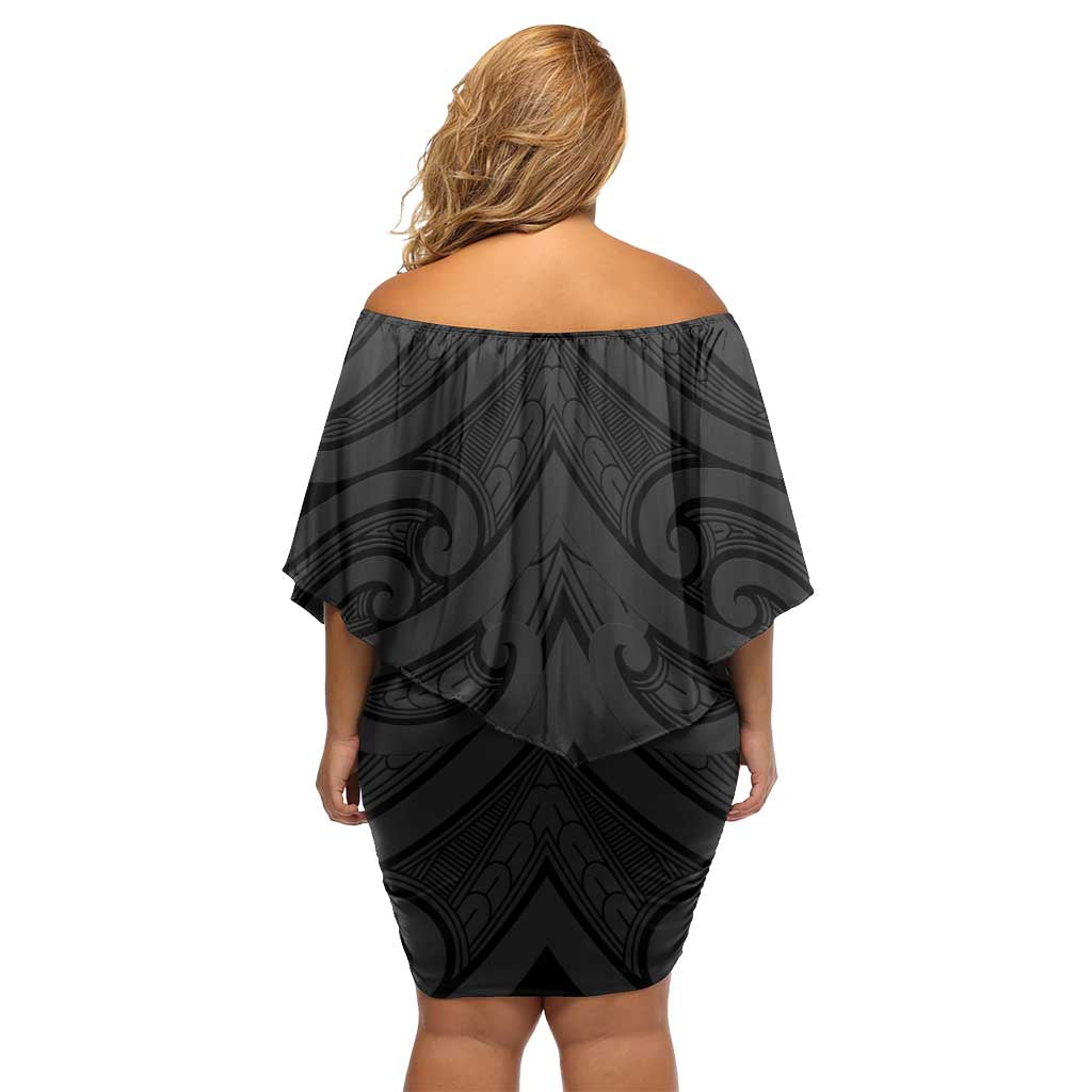 Poutama Korowai New Zealand Family Matching Off Shoulder Short Dress and Hawaiian Shirt Aotearoa Maori Tattoo LT14 - Polynesian Pride