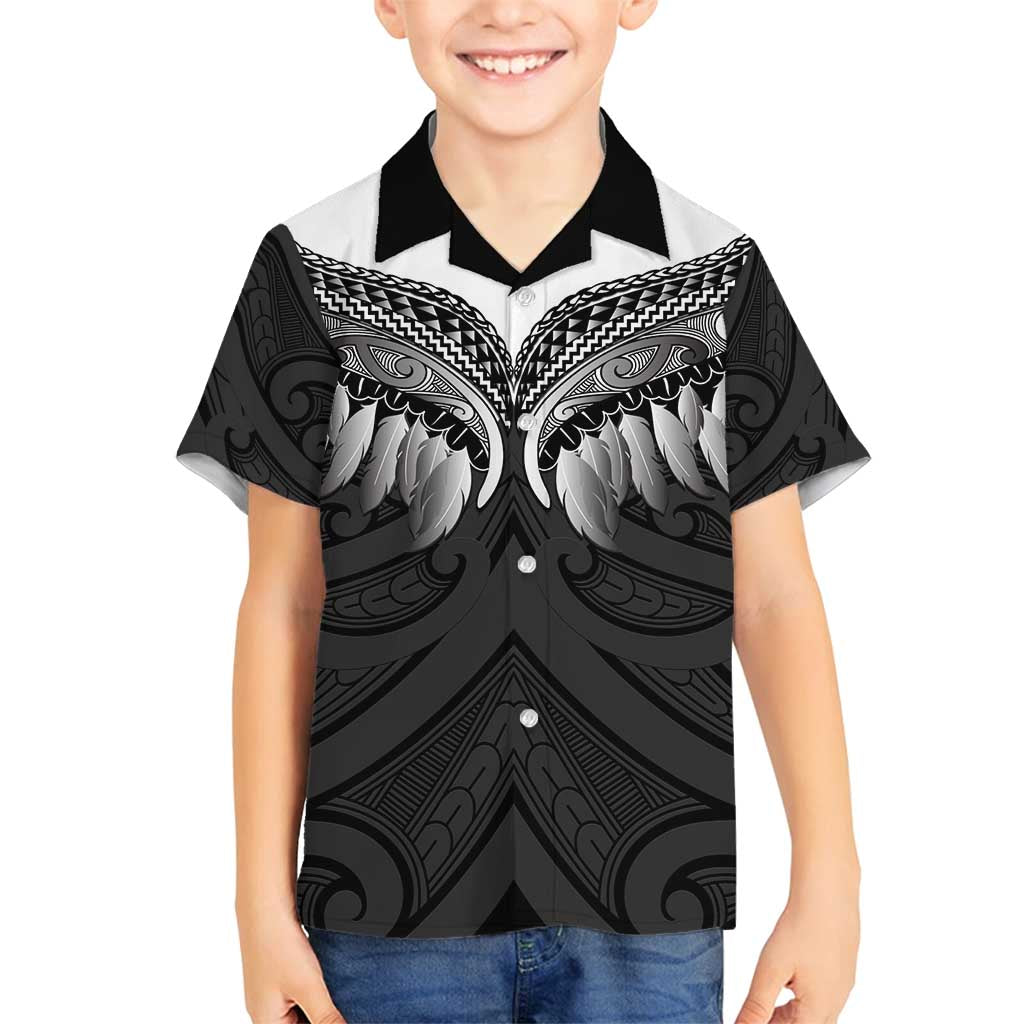 Poutama Korowai New Zealand Family Matching Puletasi and Hawaiian Shirt Aotearoa Maori Tattoo LT14 Son's Shirt Black - Polynesian Pride