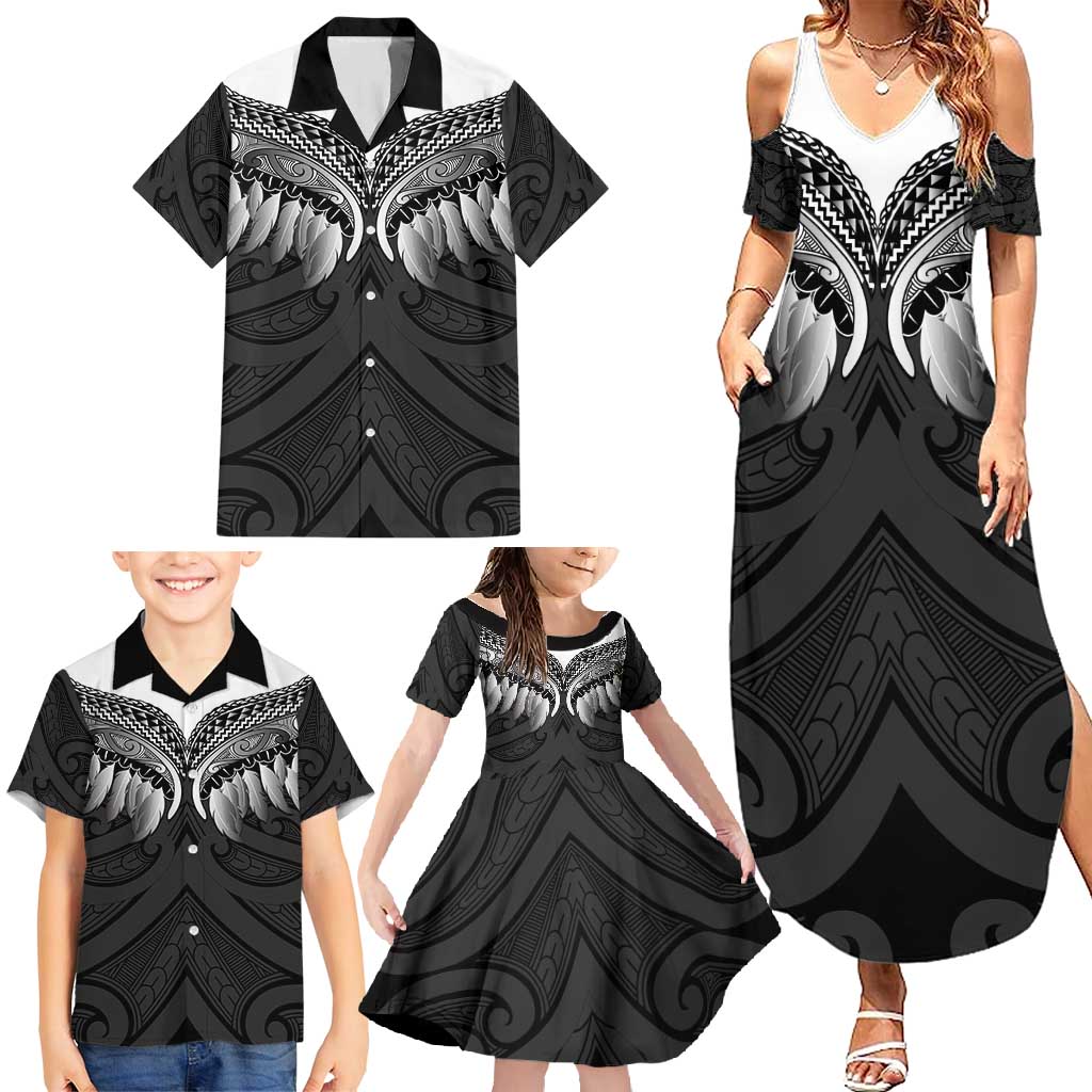 Poutama Korowai New Zealand Family Matching Summer Maxi Dress and Hawaiian Shirt Aotearoa Maori Tattoo - Polynesian Pride