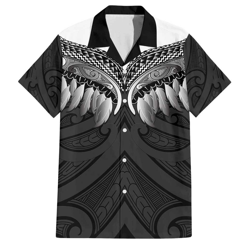 Poutama Korowai New Zealand Family Matching Summer Maxi Dress and Hawaiian Shirt Aotearoa Maori Tattoo LT14 Dad's Shirt - Short Sleeve Black - Polynesian Pride
