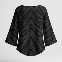 Poutama Korowai New Zealand Kimono Sleeve Blouse Aotearoa Maori Tattoo - Polynesian Pride