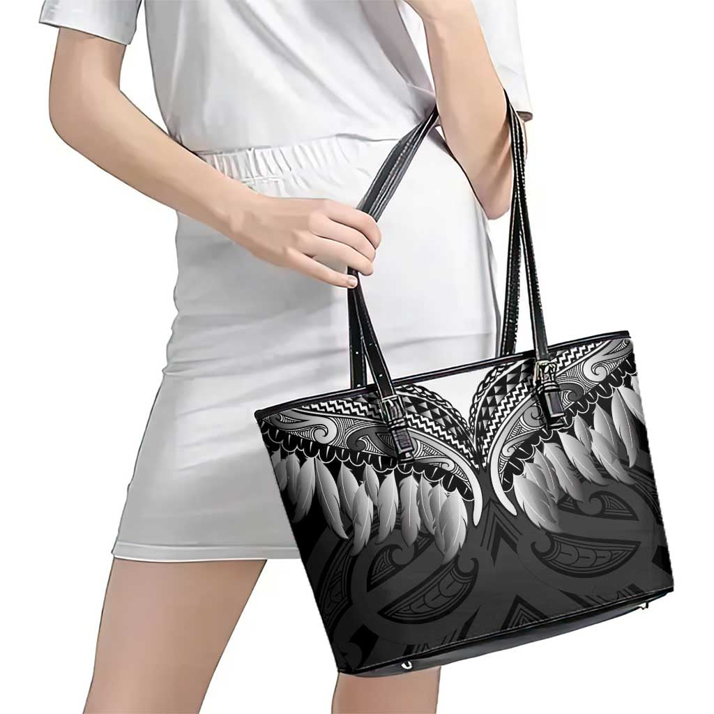 Poutama Korowai New Zealand Leather Tote Bag Aotearoa Maori Tattoo - Polynesian Pride