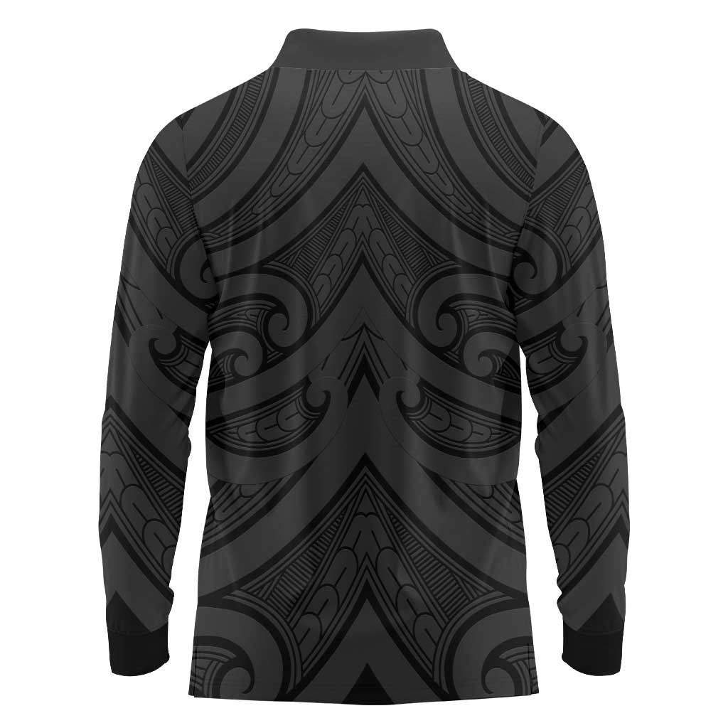 Poutama Korowai New Zealand Long Sleeve Polo Shirt Aotearoa Maori Tattoo - Polynesian Pride