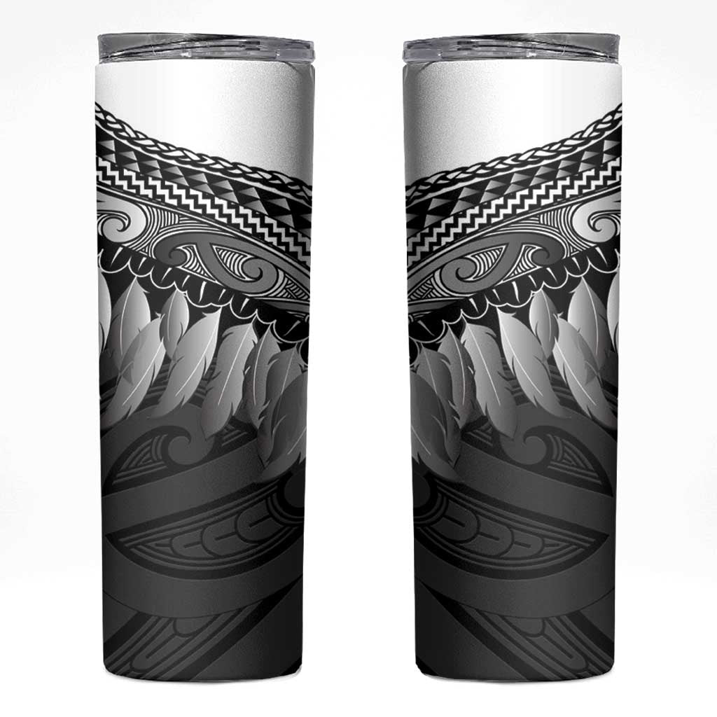 Poutama Korowai New Zealand Skinny Tumbler Aotearoa Maori Tattoo LT14 Black - Polynesian Pride