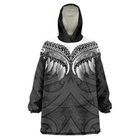 Poutama Korowai New Zealand Wearable Blanket Hoodie Aotearoa Maori Tattoo LT14 One Size Black - Polynesian Pride