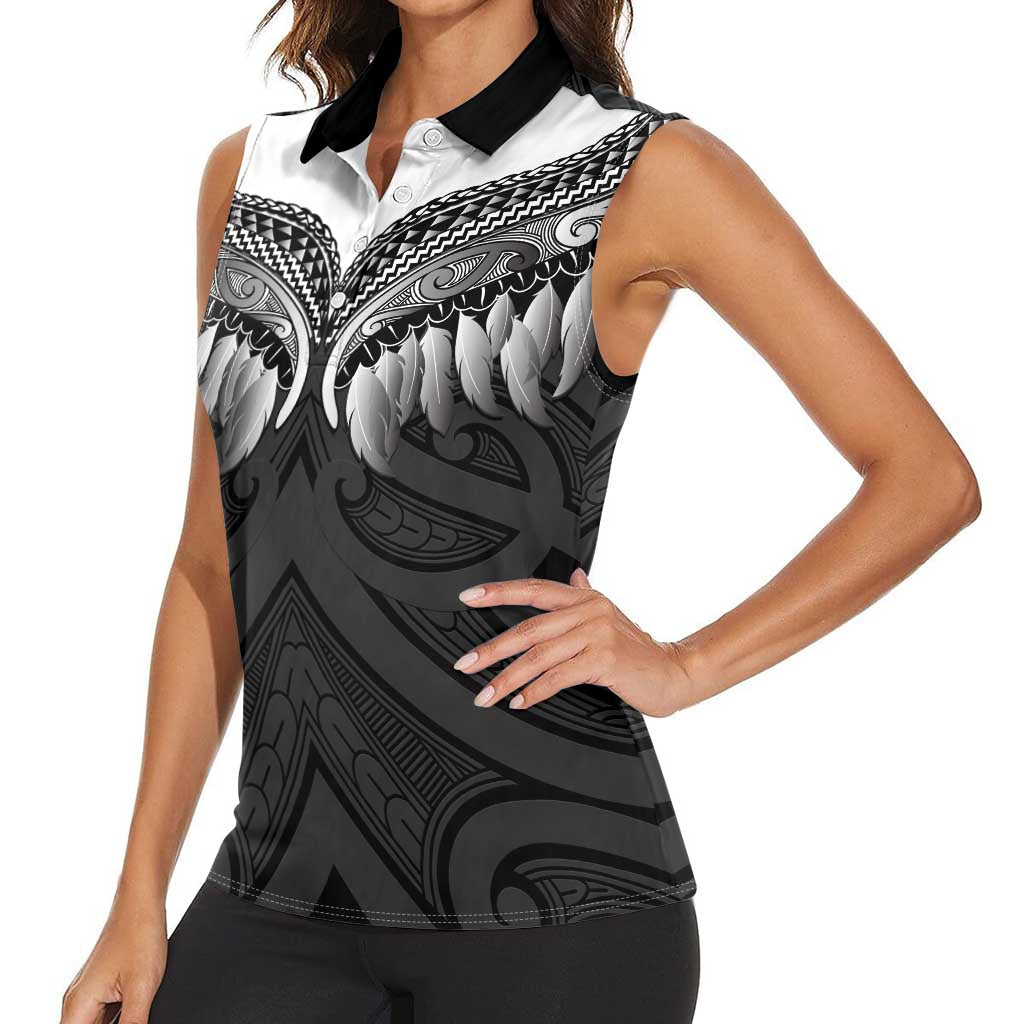 Poutama Korowai New Zealand Women Sleeveless Polo Shirt Aotearoa Maori Tattoo LT14 - Polynesian Pride