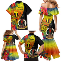 Vanuatu Tafea Day Family Matching Mermaid Dress and Hawaiian Shirt Coat Of Arms Mix Tropical Flowers LT14 - Polynesian Pride