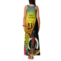 Vanuatu Tafea Day Family Matching Tank Maxi Dress and Hawaiian Shirt Coat Of Arms Mix Tropical Flowers LT14 - Polynesian Pride