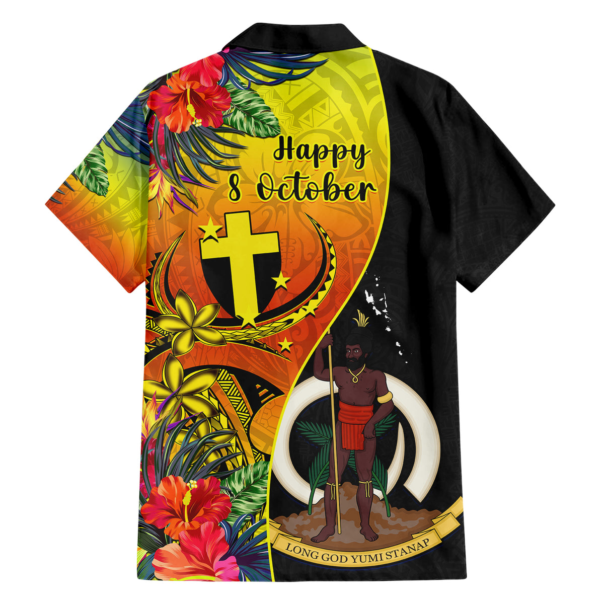 vanuatu-tafea-day-hawaiian-shirt-coat-of-arms-mix-tropical-flowers
