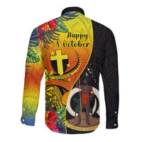 vanuatu-tafea-day-long-sleeve-button-shirt-coat-of-arms-mix-tropical-flowers