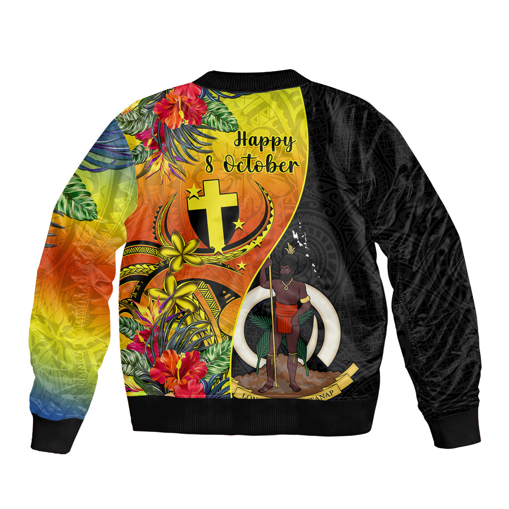 vanuatu-tafea-day-sleeve-zip-bomber-jacket-coat-of-arms-mix-tropical-flowers