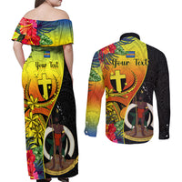 personalised-vanuatu-tafea-day-couples-matching-off-shoulder-maxi-dress-and-long-sleeve-button-shirts-coat-of-arms-mix-tropical-flowers