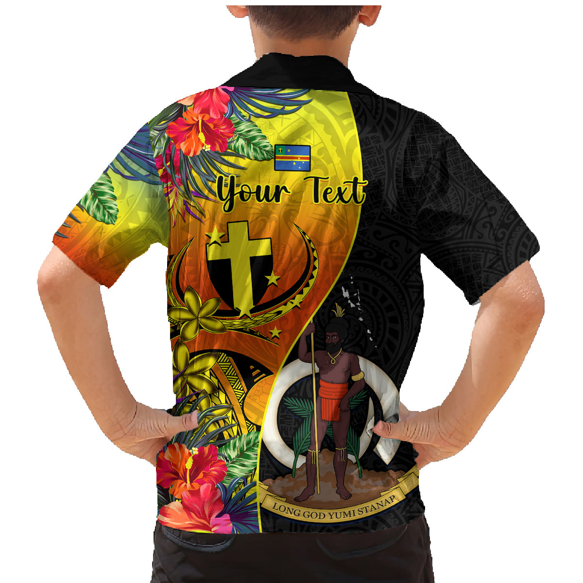 Personalised Vanuatu Tafea Day Family Matching Mermaid Dress and Hawaiian Shirt Coat Of Arms Mix Tropical Flowers LT14 - Polynesian Pride