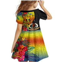 Personalised Vanuatu Tafea Day Family Matching Mermaid Dress and Hawaiian Shirt Coat Of Arms Mix Tropical Flowers LT14 - Polynesian Pride