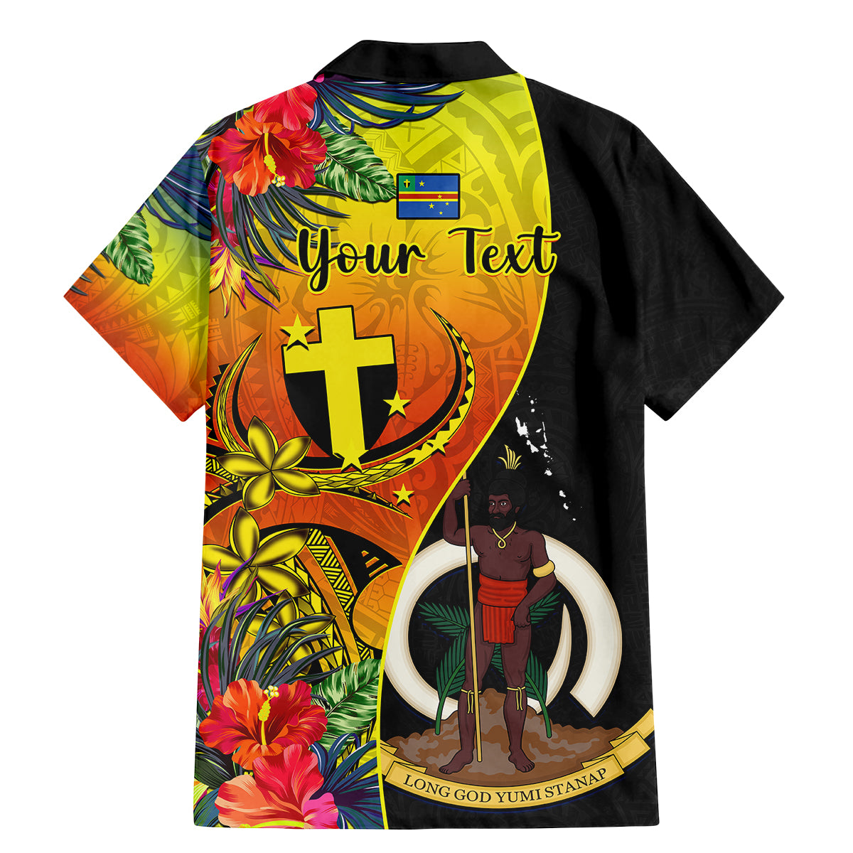 Personalised Vanuatu Tafea Day Family Matching Mermaid Dress and Hawaiian Shirt Coat Of Arms Mix Tropical Flowers LT14 - Polynesian Pride