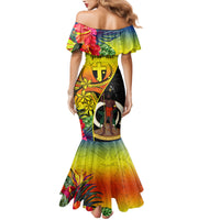 Personalised Vanuatu Tafea Day Family Matching Mermaid Dress and Hawaiian Shirt Coat Of Arms Mix Tropical Flowers LT14 - Polynesian Pride