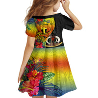 Personalised Vanuatu Tafea Day Family Matching Tank Maxi Dress and Hawaiian Shirt Coat Of Arms Mix Tropical Flowers LT14 - Polynesian Pride