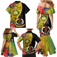 Vanuatu Torba Day Family Matching Mermaid Dress and Hawaiian Shirt Coat Of Arms Mix Tropical Flowers LT14 - Polynesian Pride