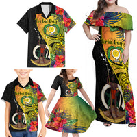 Vanuatu Torba Day Family Matching Off Shoulder Maxi Dress and Hawaiian Shirt Coat Of Arms Mix Tropical Flowers LT14 - Polynesian Pride