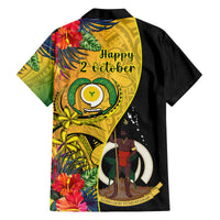 Vanuatu Torba Day Family Matching Puletasi Dress and Hawaiian Shirt Coat Of Arms Mix Tropical Flowers LT14 - Polynesian Pride