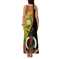 Vanuatu Torba Day Family Matching Tank Maxi Dress and Hawaiian Shirt Coat Of Arms Mix Tropical Flowers LT14 - Polynesian Pride