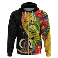 Vanuatu Torba Day Hoodie Coat Of Arms Mix Tropical Flowers LT14 - Polynesian Pride