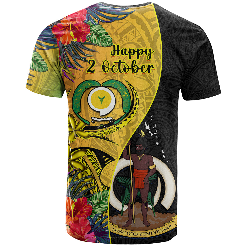 Vanuatu Torba Day T Shirt Coat Of Arms Mix Tropical Flowers LT14 - Polynesian Pride