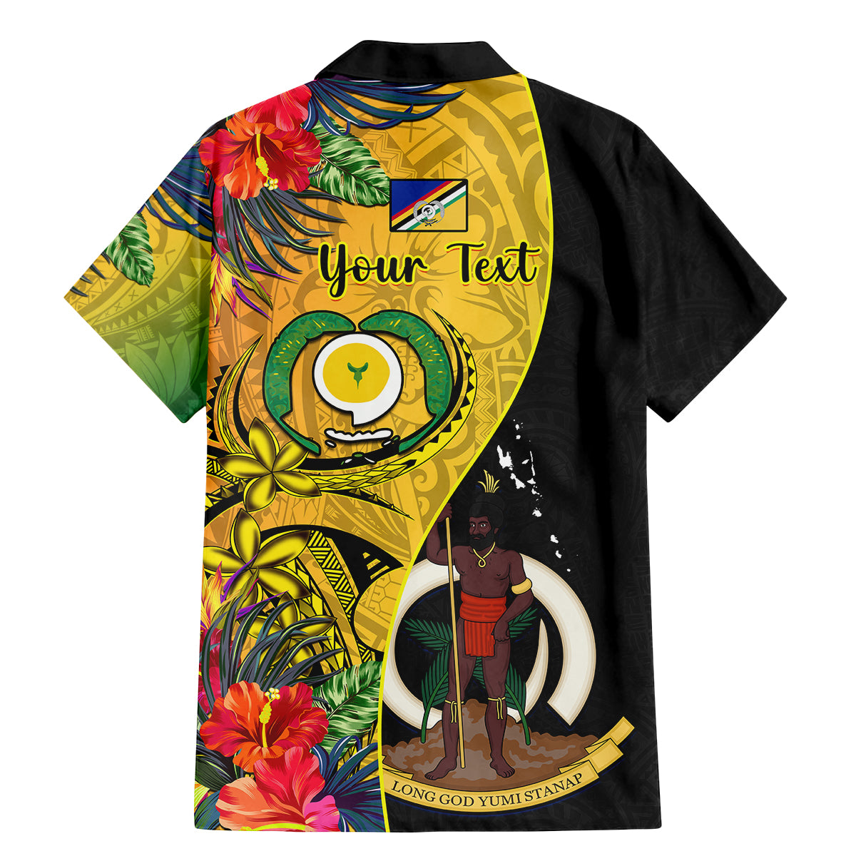 Personalised Vanuatu Torba Day Family Matching Mermaid Dress and Hawaiian Shirt Coat Of Arms Mix Tropical Flowers LT14 - Polynesian Pride