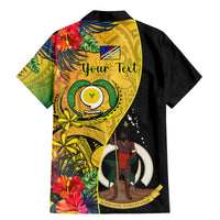 Personalised Vanuatu Torba Day Family Matching Mermaid Dress and Hawaiian Shirt Coat Of Arms Mix Tropical Flowers LT14 - Polynesian Pride
