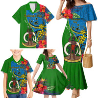 Vanuatu Malampa Day Family Matching Mermaid Dress and Hawaiian Shirt Coat Of Arms Mix Tropical Flowers LT14 - Polynesian Pride