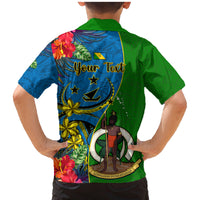 Personalised Vanuatu Malampa Day Family Matching Mermaid Dress and Hawaiian Shirt Coat Of Arms Mix Tropical Flowers LT14 - Polynesian Pride