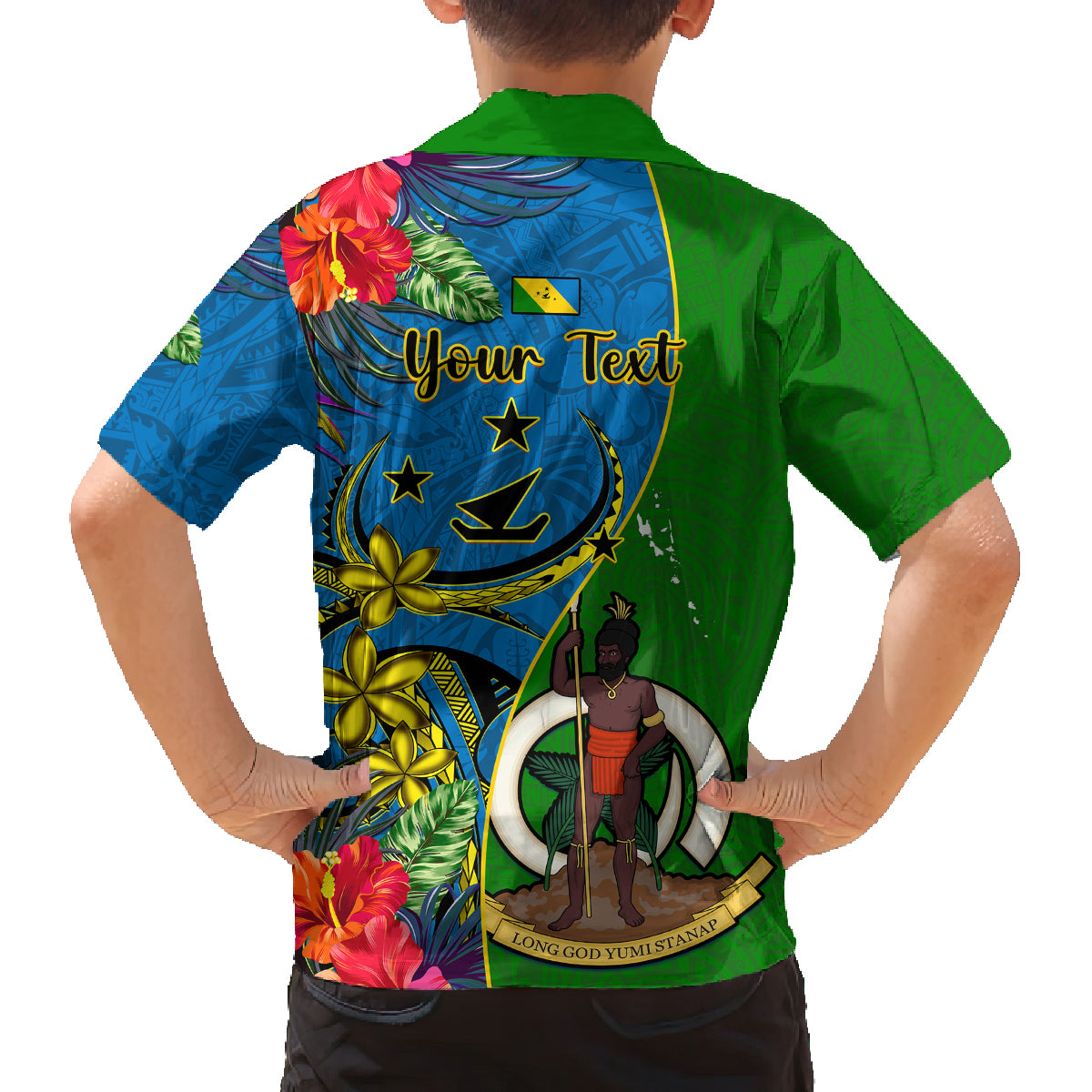 Personalised Vanuatu Malampa Day Family Matching Off Shoulder Maxi Dress and Hawaiian Shirt Coat Of Arms Mix Tropical Flowers LT14 - Polynesian Pride