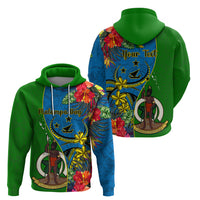 Personalised Vanuatu Malampa Day Hoodie Coat Of Arms Mix Tropical Flowers LT14 - Polynesian Pride