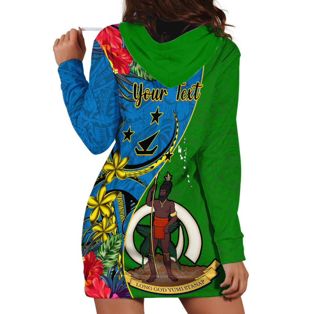 Personalised Vanuatu Malampa Day Hoodie Dress Coat Of Arms Mix Tropical Flowers LT14 - Polynesian Pride