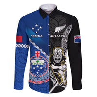 New Zealand And Samoa Rugby Family Matching Summer Maxi Dress and Hawaiian Shirt All Black Tiki Fern Mix Manu Samoa 2023 World Cup LT14 Dad's Shirt - Long Sleeve Black - Polynesian Pride