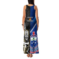 New Zealand And Samoa Rugby Family Matching Tank Maxi Dress and Hawaiian Shirt All Black Tiki Fern Mix Manu Samoa 2023 World Cup LT14 - Polynesian Pride