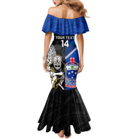 Custom New Zealand And Samoa Rugby Family Matching Mermaid Dress and Hawaiian Shirt All Black Tiki Fern Mix Manu Samoa 2023 World Cup LT14 - Polynesian Pride