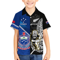 Custom New Zealand And Samoa Rugby Family Matching Summer Maxi Dress and Hawaiian Shirt All Black Tiki Fern Mix Manu Samoa 2023 World Cup LT14 Son's Shirt Black - Polynesian Pride