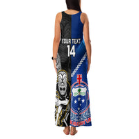 Custom New Zealand And Samoa Rugby Family Matching Tank Maxi Dress and Hawaiian Shirt All Black Tiki Fern Mix Manu Samoa 2023 World Cup LT14 - Polynesian Pride