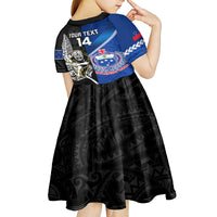 Custom New Zealand And Samoa Rugby Kid Short Sleeve Dress All Black Tiki Fern Mix Manu Samoa 2023 World Cup LT14 - Polynesian Pride