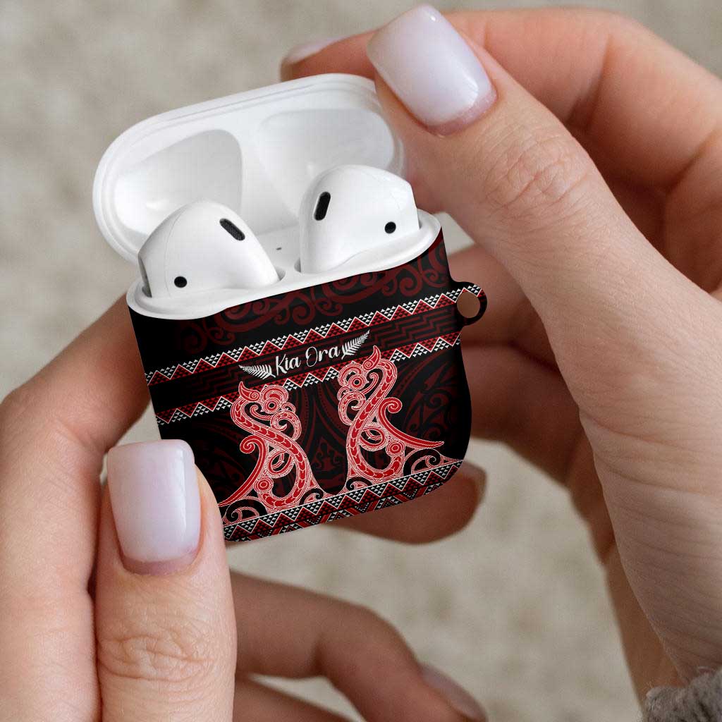 Kia Ora New Zealand AirPods Case Maori Language Week Whero Taniko Motif - Polynesian Pride