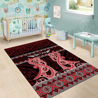 Kia Ora New Zealand Area Rug Maori Language Week Whero Taniko Motif - Polynesian Pride