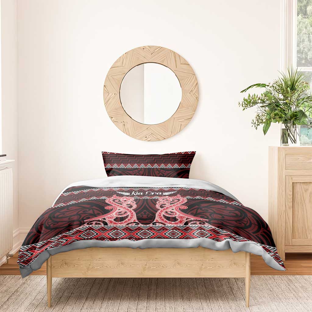 Kia Ora New Zealand Bedding Set Maori Language Week Whero Taniko Motif - Polynesian Pride