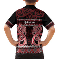 Kia Ora New Zealand Family Matching Puletasi and Hawaiian Shirt Maori Language Week Whero Taniko Motif LT14 - Polynesian Pride