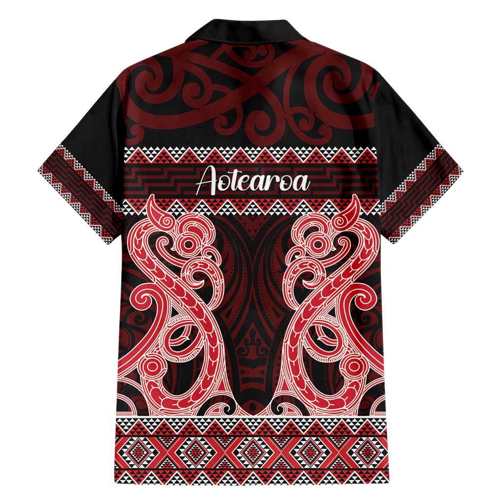 Kia Ora New Zealand Family Matching Short Sleeve Bodycon Dress and Hawaiian Shirt Maori Language Week Whero Taniko Motif LT14 - Polynesian Pride