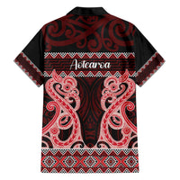 Kia Ora New Zealand Family Matching Short Sleeve Bodycon Dress and Hawaiian Shirt Maori Language Week Whero Taniko Motif LT14 - Polynesian Pride