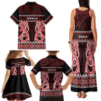 Kia Ora New Zealand Family Matching Tank Maxi Dress and Hawaiian Shirt Maori Language Week Whero Taniko Motif LT14 - Polynesian Pride